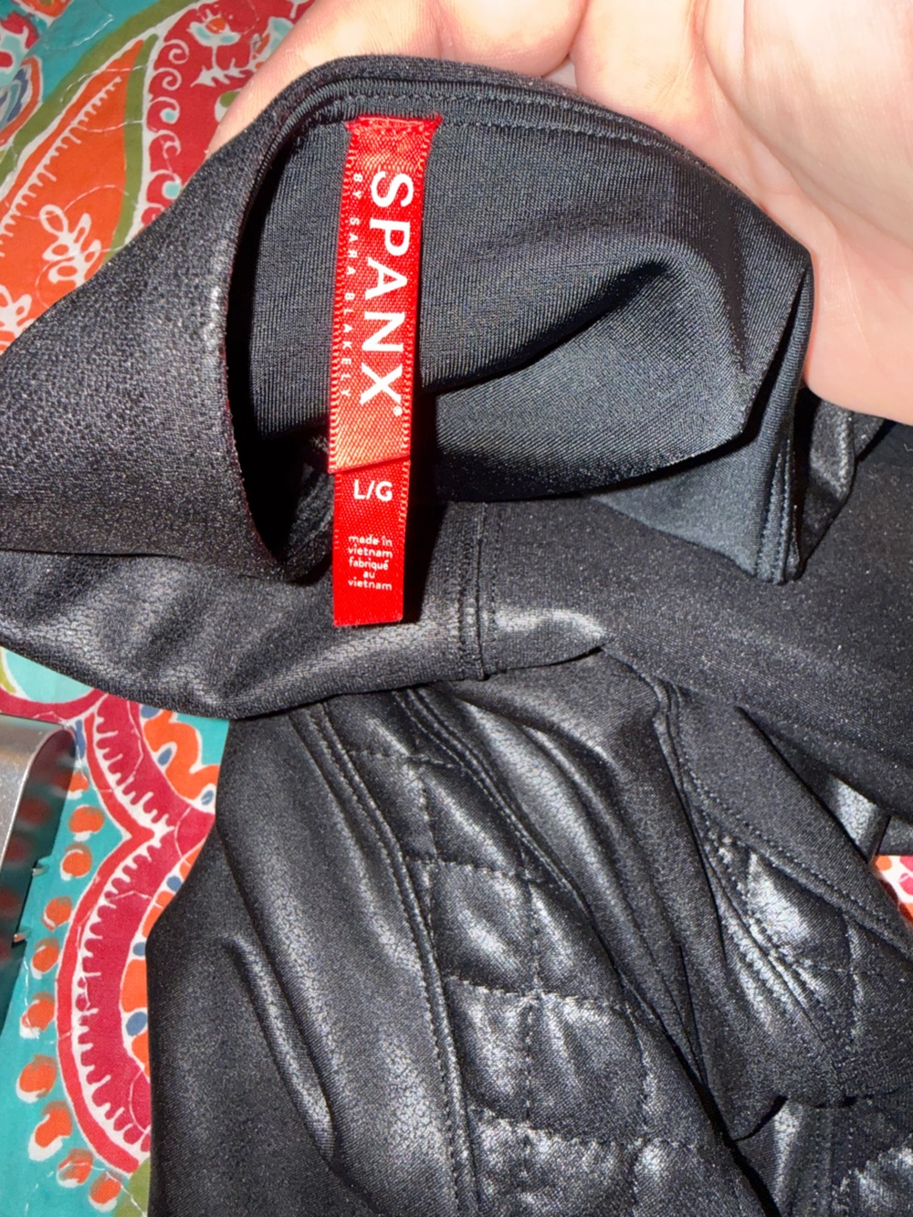 Spanx Faux Leather Black Moto Leggings Size Large - Picture 7 of 7